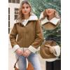imageAllegra K Winter Faux Suede Jacket Coat for Women 2025 Faux Fur Shearing Lined Warm Thick Fleece Fuzzy OuterwearBrown