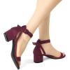 imageAllegra K Womens Ankle Strap Block Low Heel SandalBurgundy