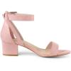 imageAllegra K Womens Ankle Strap Block Low Heel SandalLight Pink