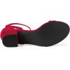 imageAllegra K Womens Ankle Strap Block Low Heel SandalRed