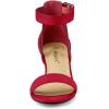 imageAllegra K Womens Ankle Strap Block Low Heel SandalRed