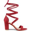 imageAllegra K Womens Strappy Lace Up Heel Chunky High Heels SandalsRed
