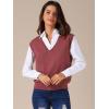 imageAllegra K Womens Sweater Vest V Neck Sleeveless Uniform Classic Knitted Pullover TopsDark Red