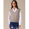 imageAllegra K Womens Sweater Vest V Neck Sleeveless Uniform Classic Knitted Pullover TopsKhaki