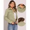 imageAllegra K Womens TurnDown Collar Flap Pockets Snap Button Faux Suede JacketLight Green