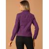 imageAllegra K Womens TurnDown Collar Flap Pockets Snap Button Faux Suede JacketPurple