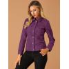 imageAllegra K Womens TurnDown Collar Flap Pockets Snap Button Faux Suede JacketPurple