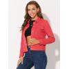 imageAllegra K Womens TurnDown Collar Flap Pockets Snap Button Faux Suede JacketRed