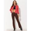 imageAllegra K Womens TurnDown Collar Flap Pockets Snap Button Faux Suede JacketRed