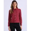 imageAllegra K Womens TurnDown Collar Flap Pockets Snap Button Faux Suede JacketWine Red