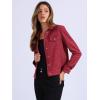 imageAllegra K Womens TurnDown Collar Flap Pockets Snap Button Faux Suede JacketWine Red