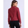 imageAllegra K Womens TurnDown Collar Flap Pockets Snap Button Faux Suede JacketWine Red