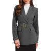 imageAllegra K Blazers for Women Business Casual Long Sleeve Office Work Belted Long Blazer Suit JacketDark Gray