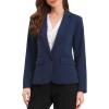 imageAllegra K Blazers for Women Business Casual Long Sleeve One Button Pockets Suit Jackets Work Office Blazer with Shoulder PadsDeep Blue