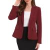 imageAllegra K Blazers for Women Business Casual Long Sleeve One Button Pockets Suit Jackets Work Office Blazer with Shoulder PadsWine Red