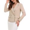 imageAllegra K Blazers for Womens Business Casual Double Breasted Long Sleeve Work Jacket Office SuitBeige