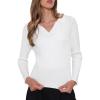 imageAllegra K Fall Sweaters for Womens 2025 Collared V Neck Cable Knit Pullover TopsWhite