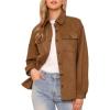 imageAllegra K Faux Suede Jacket for Womens TurnDown Collar Long Sleeve Casual Button Down JacketsBrown