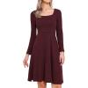 imageAllegra K Knit Sweater Dress for Women Fall Casual Square Neck Long Sleeve A Line Dresses with PocketsDeep Red