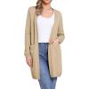 imageAllegra K Long Cardigan Sweaters for Womens Long Sleeve Open Front Lightweight Knit Cardigans TrendyKhaki