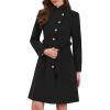 imageAllegra K Pea Coats for Women Fall Winter Stand Collar Single Breasted Long Trench Coat with Belt 2025Black