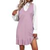 imageAllegra K Sweater Shift Dress for Womens Casual Chunky Knit Sleeveless V Neck Ruffle Mini DressDusty Pink