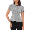 imageAllegra K Tweed Top for Womens Elegant Plaid Crew Neck Short Sleeve Office Work Peplum BlousesBlack