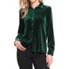imageAllegra K Vintage Velvet Tops for Women Dressy Casual Long Sleeve Button Down Shirt BlouseGreen