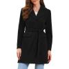 imageAllegra K Winter Coats for Womens Lapel Collared Single Breasted with Belt Overcoat Trench OuterwearBlack