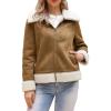 imageAllegra K Winter Faux Suede Jacket Coat for Women 2025 Faux Fur Shearing Lined Warm Thick Fleece Fuzzy OuterwearBrown