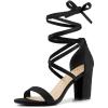 imageAllegra K Womens Strappy Lace Up Heel Chunky High Heels SandalsBlack
