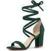 imageAllegra K Womens Strappy Lace Up Heel Chunky High Heels SandalsGreen