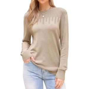 imageAllegra K Casual Lightweight Sweater for Womens Crewneck Fall Winter Loose Pullover Sweaters TrendyKhaki