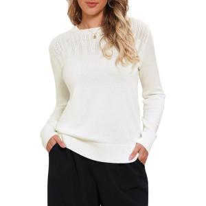 imageAllegra K Casual Lightweight Sweater for Womens Crewneck Fall Winter Loose Pullover Sweaters TrendyWhite
