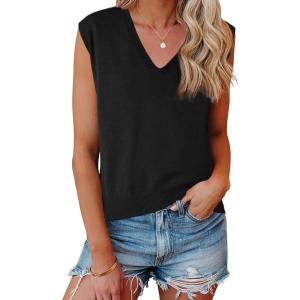 imageAllegra K Womens Sweater Vest V Neck Sleeveless Uniform Classic Knitted Pullover TopsBlack