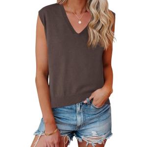 imageAllegra K Womens Sweater Vest V Neck Sleeveless Uniform Classic Knitted Pullover TopsCoffee