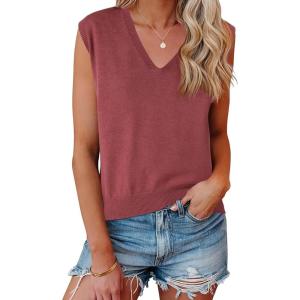 imageAllegra K Womens Sweater Vest V Neck Sleeveless Uniform Classic Knitted Pullover TopsDark Red