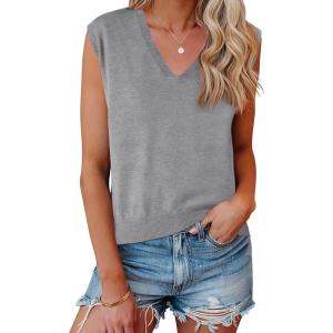 imageAllegra K Womens Sweater Vest V Neck Sleeveless Uniform Classic Knitted Pullover TopsGrey