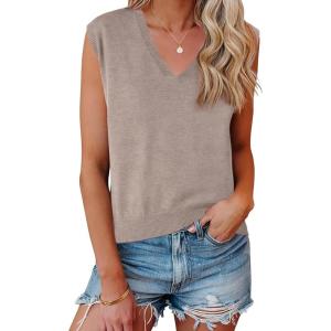 imageAllegra K Womens Sweater Vest V Neck Sleeveless Uniform Classic Knitted Pullover TopsKhaki
