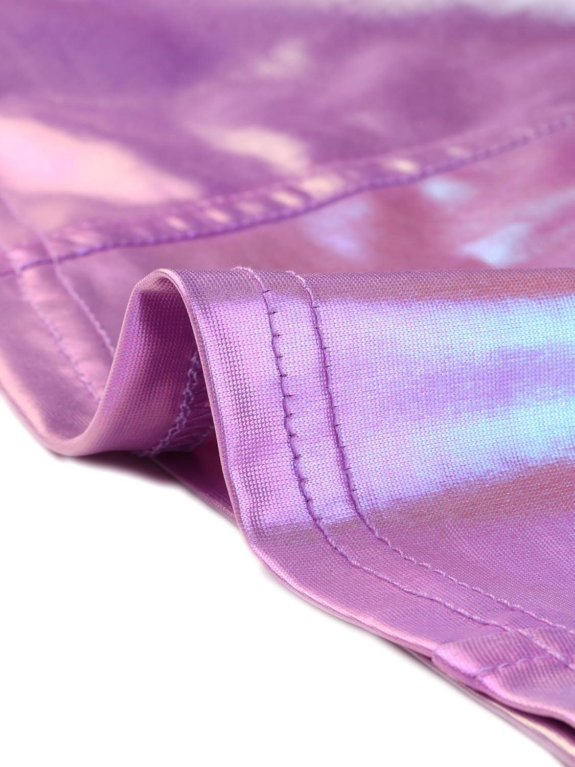imageAllegra K Metallic Crop Top for Womens Sleeveless Cut Out Party Clubwear Holographic Tank TopsLight Purple