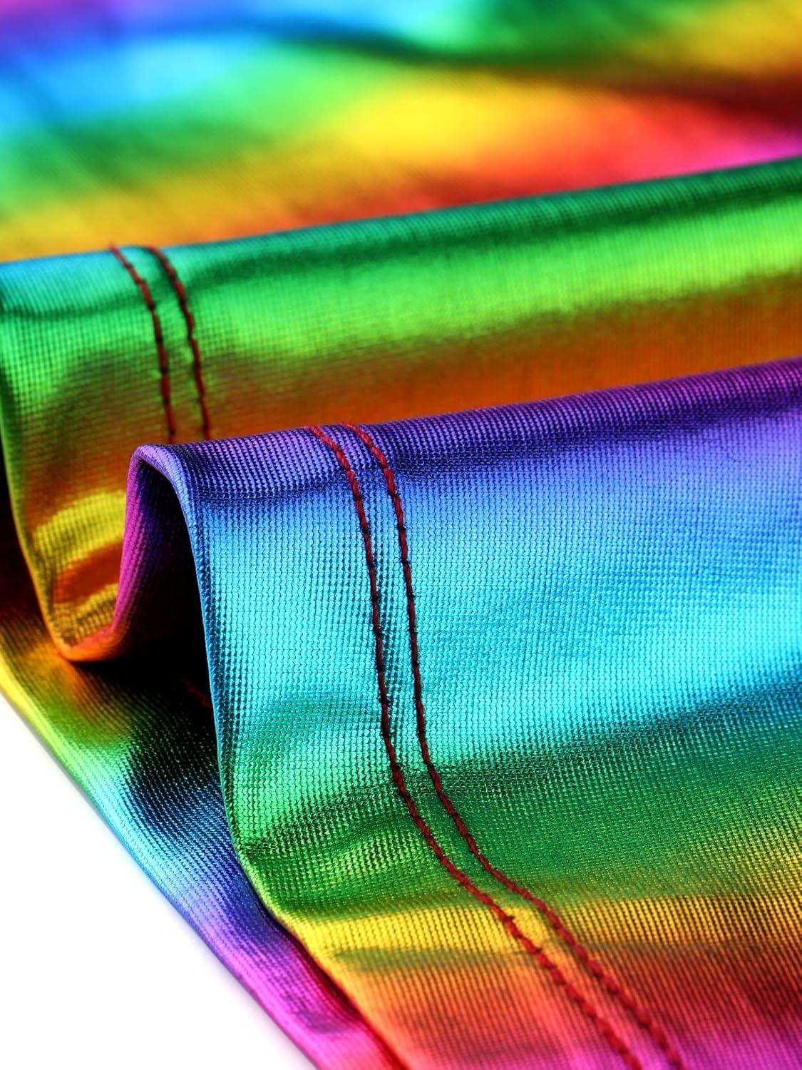 imageAllegra K Metallic Crop Top for Womens Sleeveless Cut Out Party Clubwear Holographic Tank TopsMulticolor