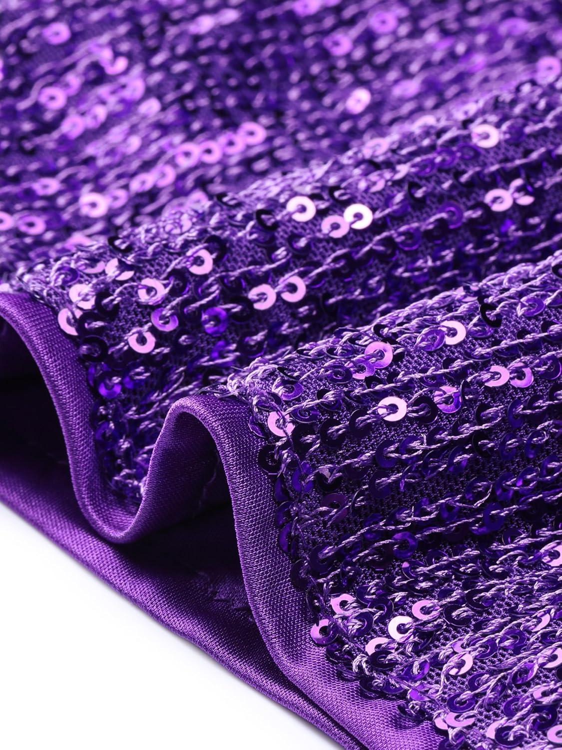 imageAllegra K Party Mini Dress for Womens Clubwear Laceup Spaghetti Straps Bodycon Sparkly Glitter Sequin DressDark Purple