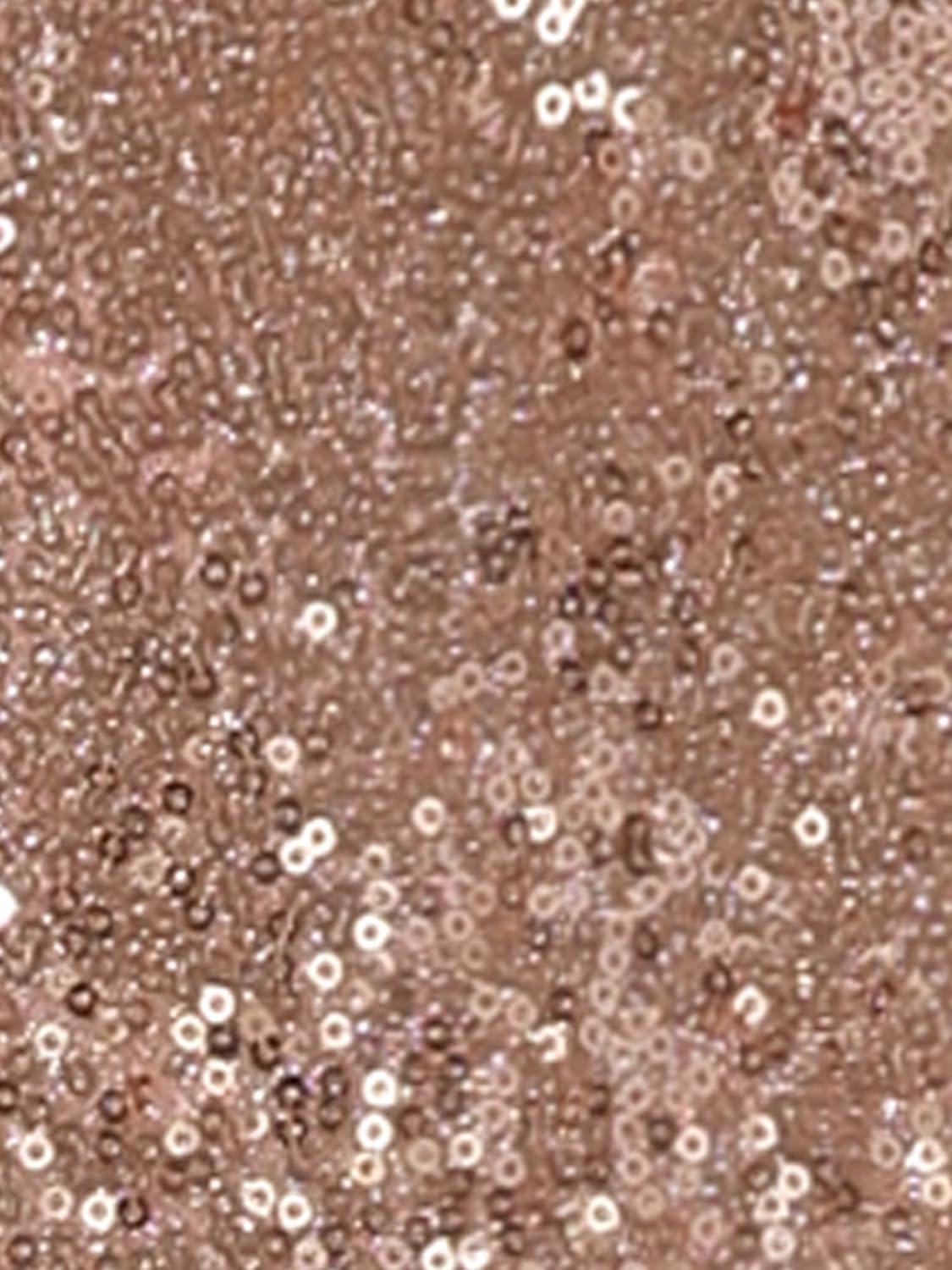 imageAllegra K Sequin Tops for Womens Glitter Short Sleeve Cropped Round Neck Tassel Cocktail Party Sparkly TopRose Gold