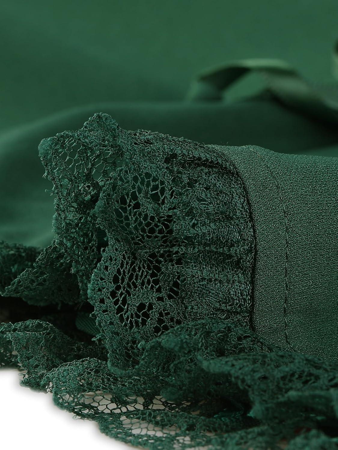 imageAllegra K Victorian Shirt for Womens Sweetheart Neck Puff Sleeve Halloween Lace Up Gothic BlouseDark Green