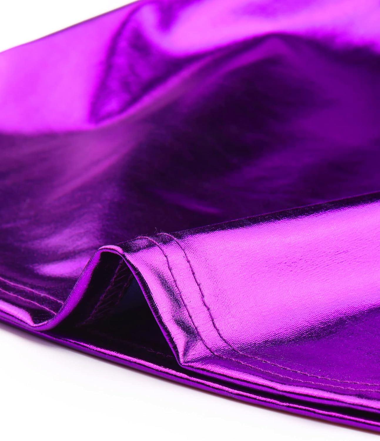 imageAllegra K Womens Halloween Shiny Top Party Club Cami Sparkly Metallic Tank TopDark Purple