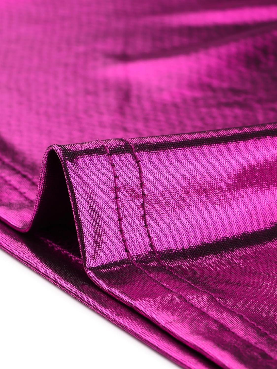imageAllegra K Womens Halloween Shiny Top Party Club Cami Sparkly Metallic Tank TopFuchsia