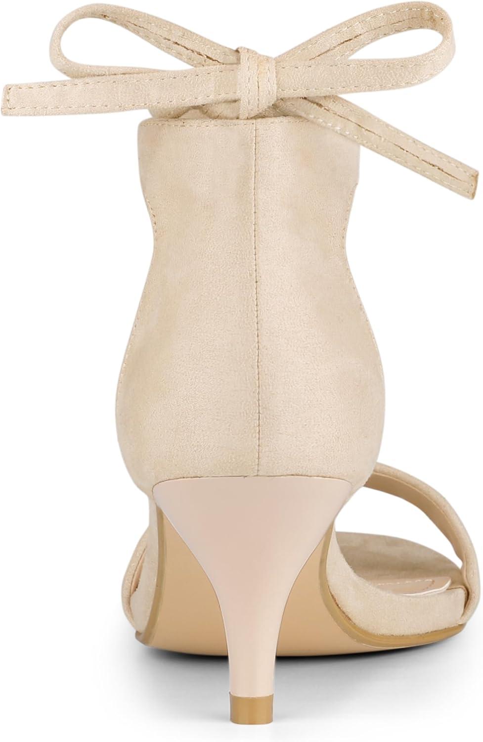 imageAllegra K Womens Kitten Heel Lace Up SandalsBeige