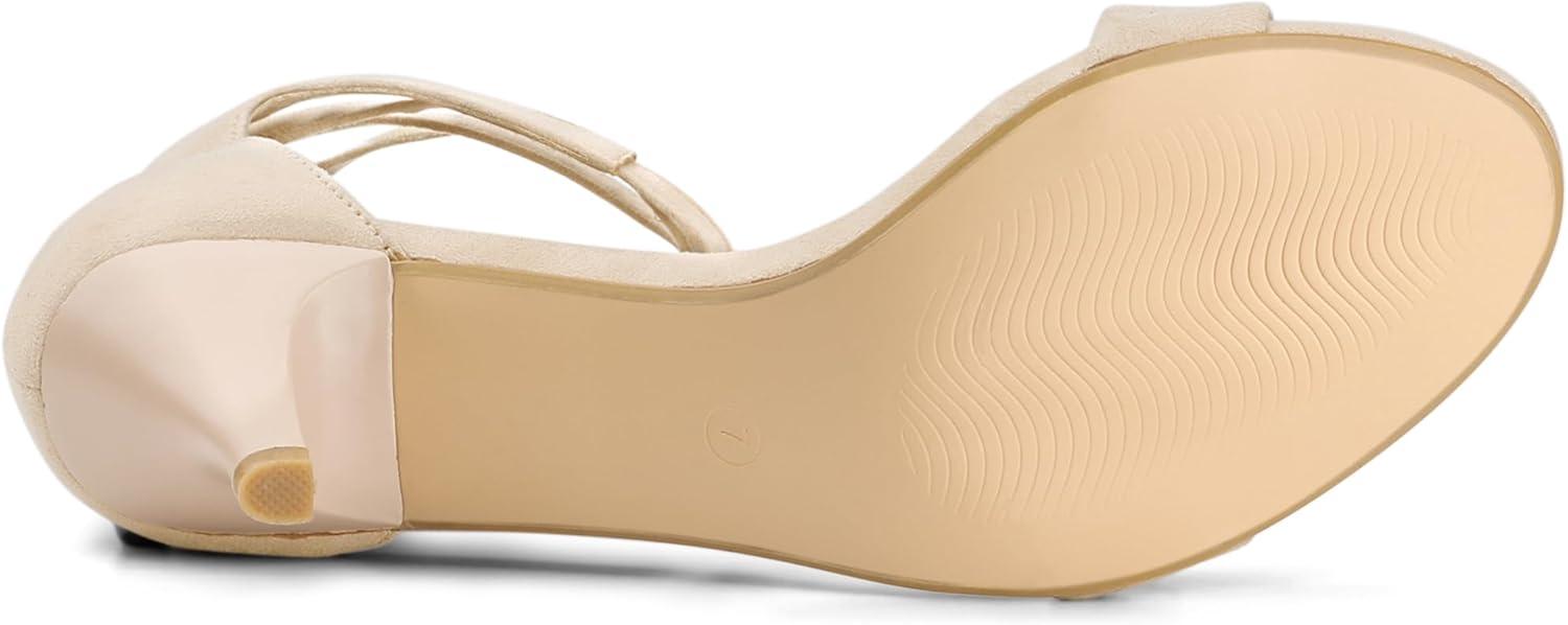 imageAllegra K Womens Kitten Heel Lace Up SandalsBeige