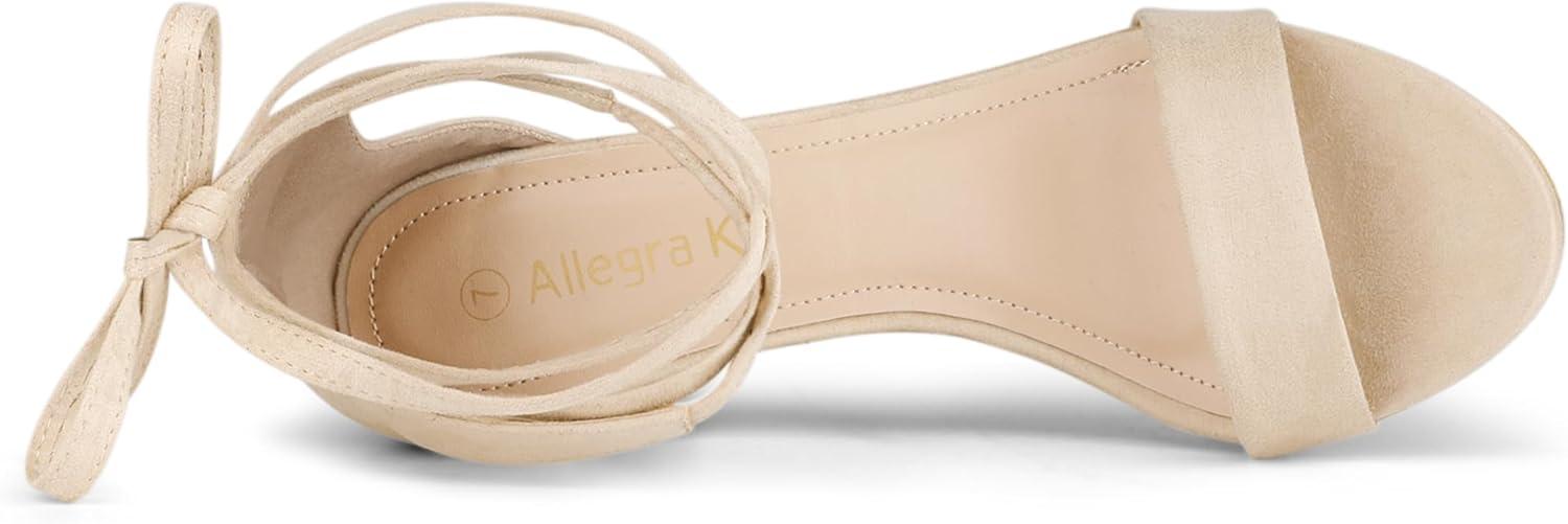 imageAllegra K Womens Kitten Heel Lace Up SandalsBeige