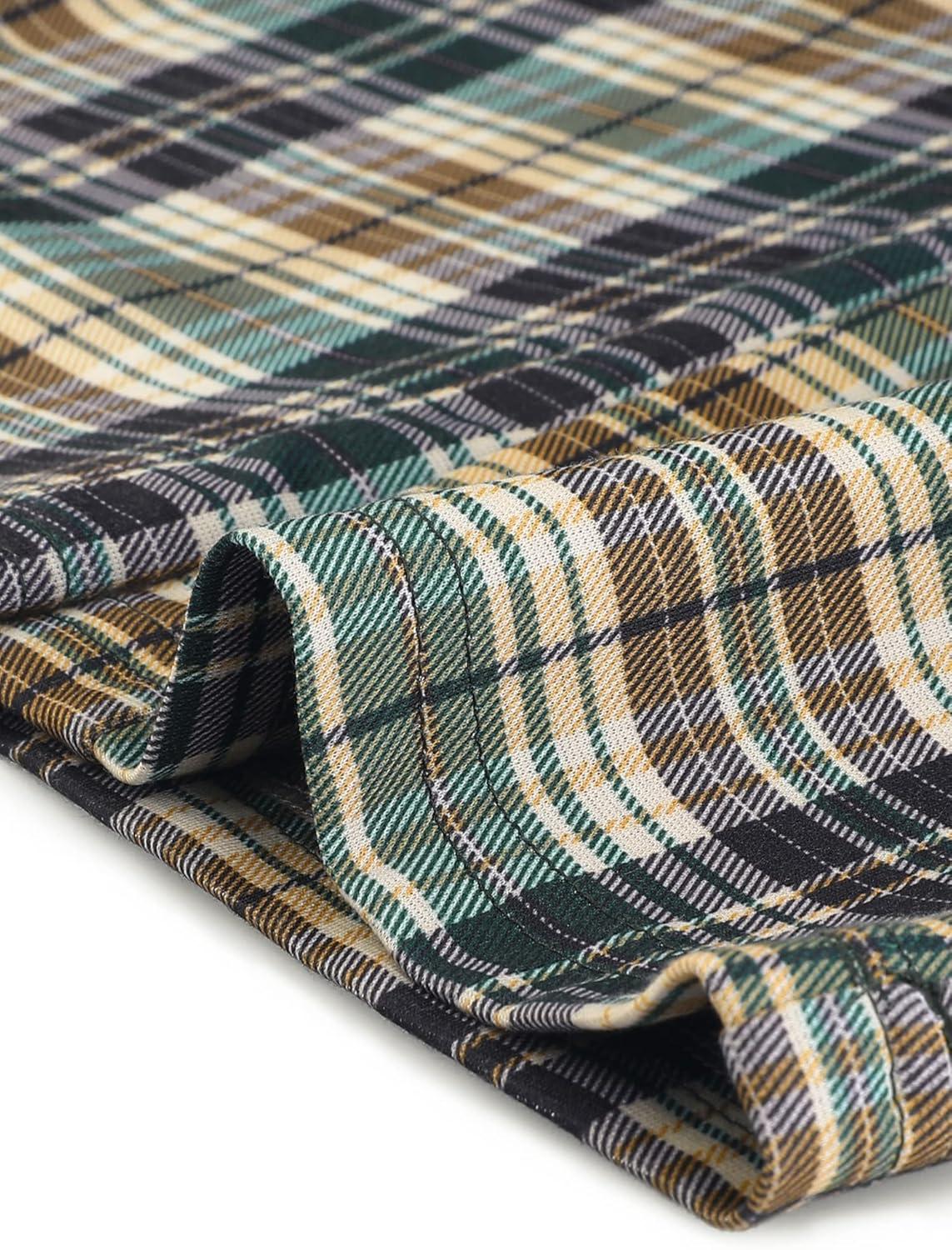 imageAllegra K Womens Plaid Pants High Waisted Vintage Tartan Checkered Cropped Casual Work PantsGreen